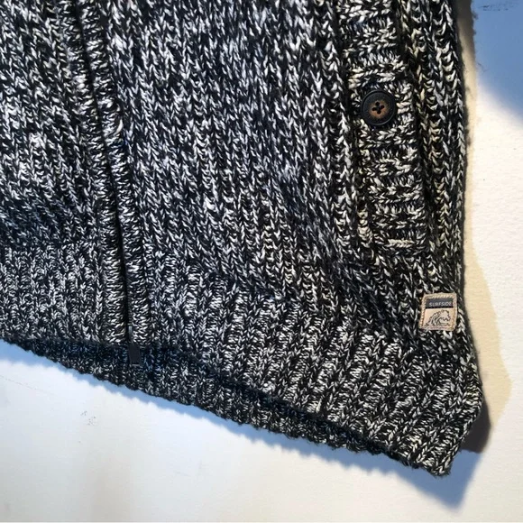 SurfsideSupply Co. Chunky Cable knit Blk/Wht zipperedCardigan XL Unisex